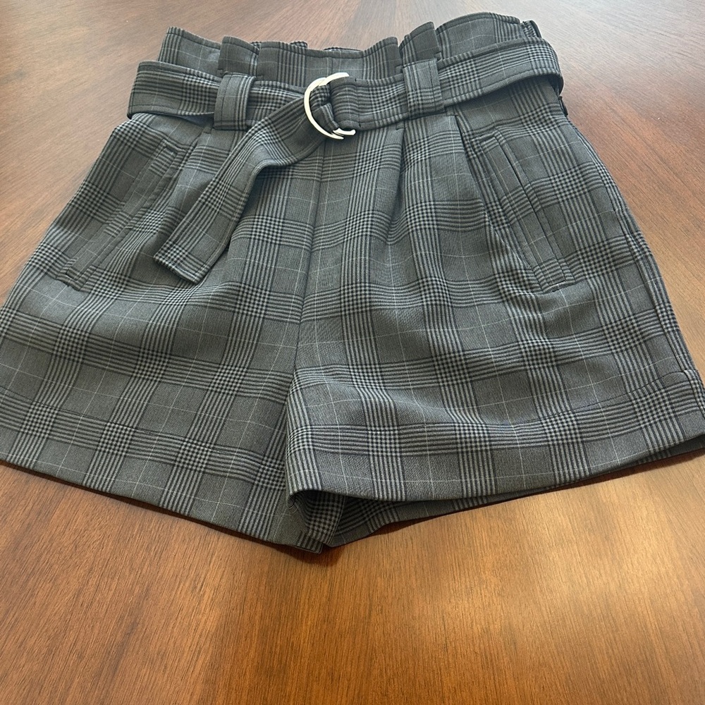 GANNI Plaid Paperbag High-Waist Belted Shorts | Size S - Picture 2 of 15